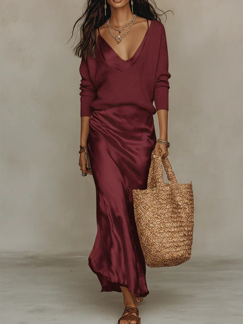 Capucine™ | Robe midi satinée élégante