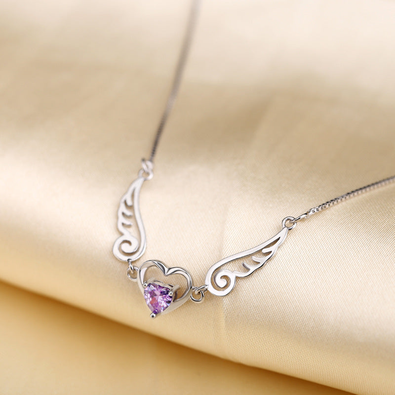 Angélique™ | Collier Cœur Ailé Serti d'un Cristal Scintillant