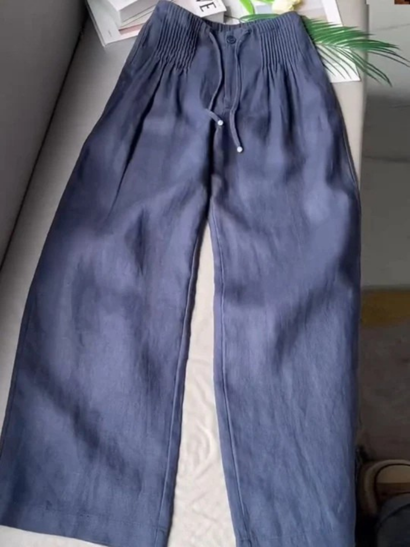 Camille™ | Pantalon large en coton et lin mélangés