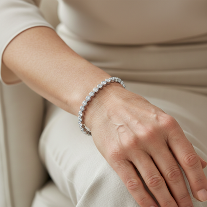 Éloria™ | Bracelet tennis 4 mm ajustable finition or ou argent 17 cm