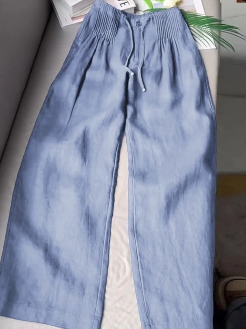 Camille™ | Pantalon large en coton et lin mélangés