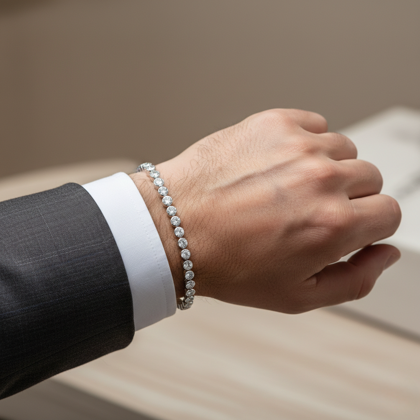 Éloria™ | Bracelet tennis 4 mm ajustable finition or ou argent 17 cm