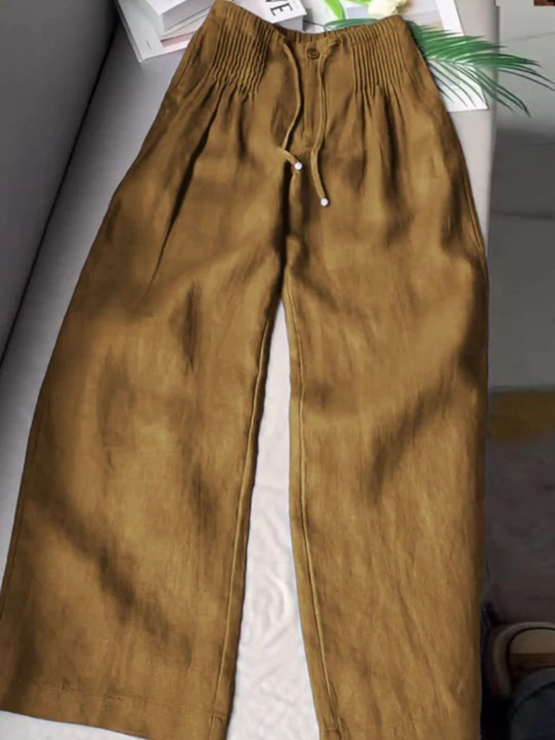 Camille™ | Pantalon large en coton et lin mélangés