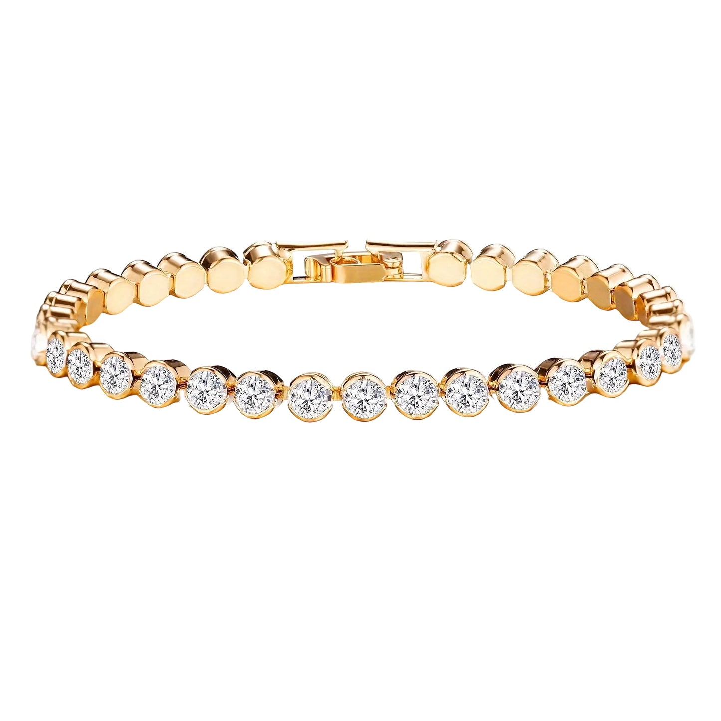 Éloria™ | Bracelet tennis 4 mm ajustable finition or ou argent 17 cm
