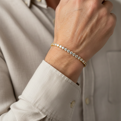 Éloria™ | Bracelet tennis 4 mm ajustable finition or ou argent 17 cm