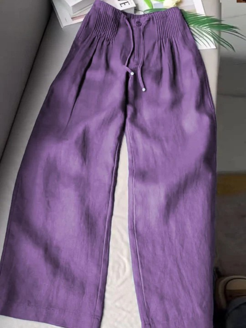 Camille™ | Pantalon large en coton et lin mélangés