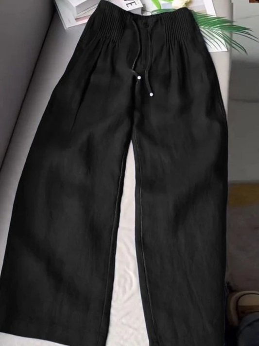 Camille™ | Pantalon large en coton et lin mélangés