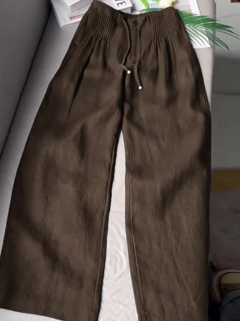 Camille™ | Pantalon large en coton et lin mélangés