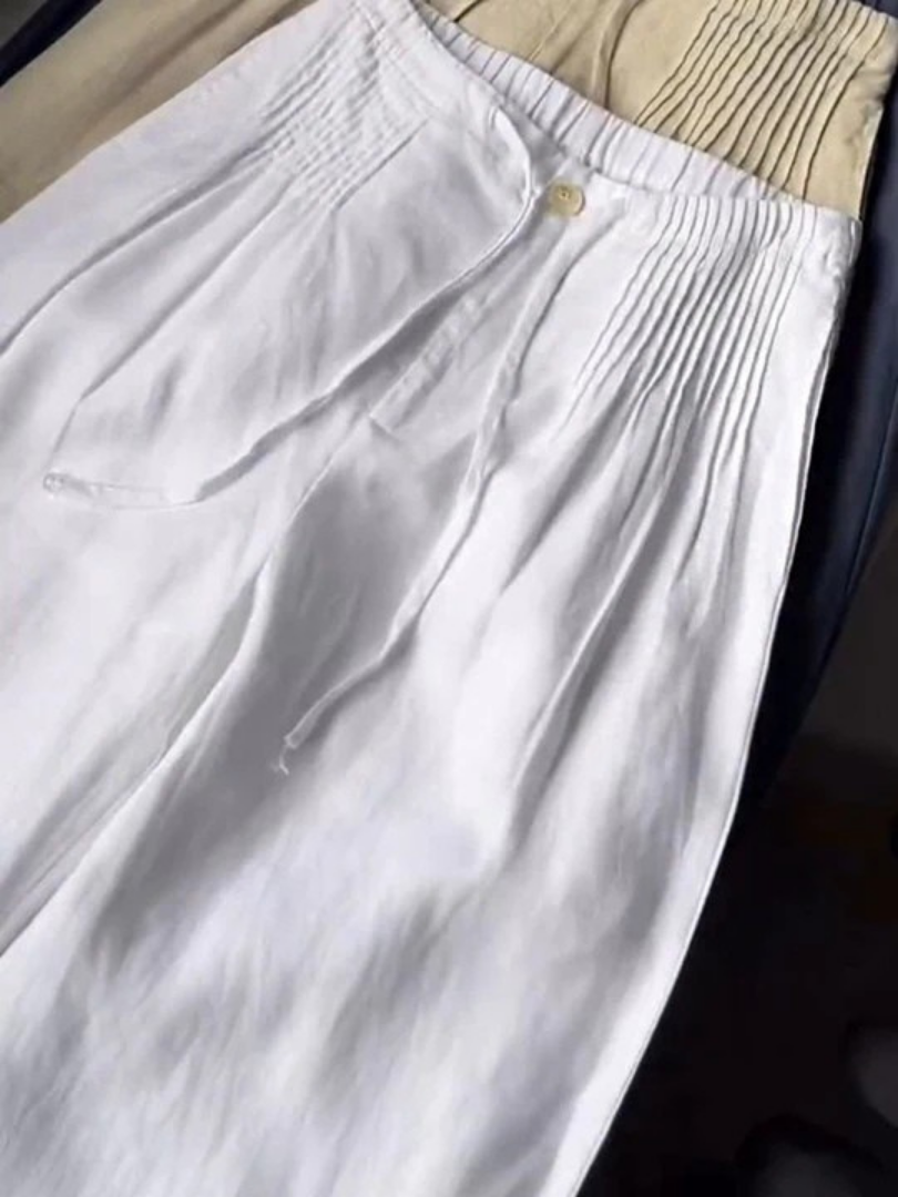 Camille™ | Pantalon large en coton et lin mélangés