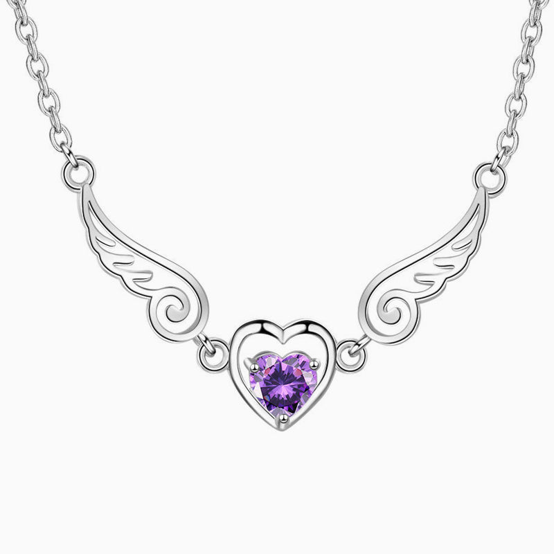 Angélique™ | Collier Cœur Ailé Serti d'un Cristal Scintillant