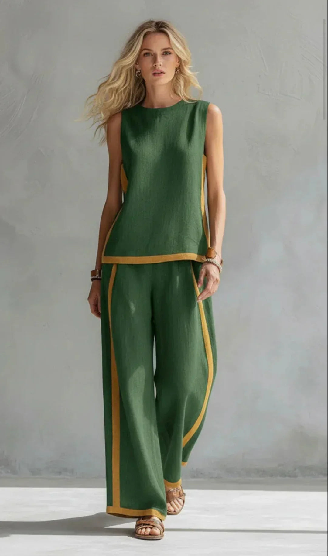 Clémentine™ | Ensemble gilet et pantalon chic-décontracté aux finitions bicolores