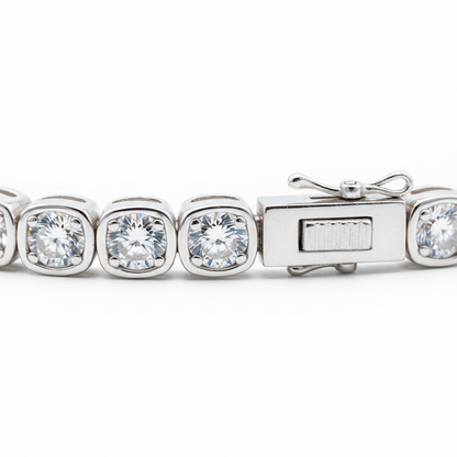 Éloria™ | Bracelet tennis 4 mm ajustable finition or ou argent 17 cm