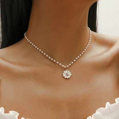 Océane™ | Collier Pendentif Marguerite avec Perle