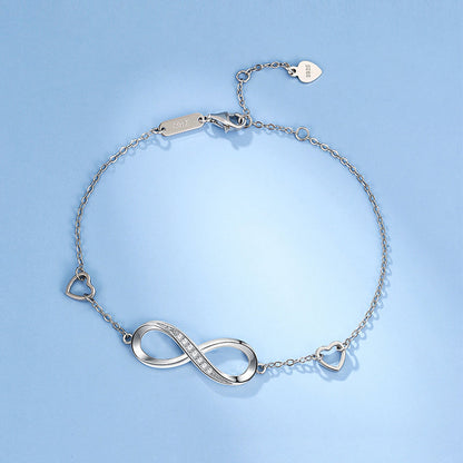 Éternelle™ | Bracelet Infini Serti de Cristaux et Cœurs Délicats