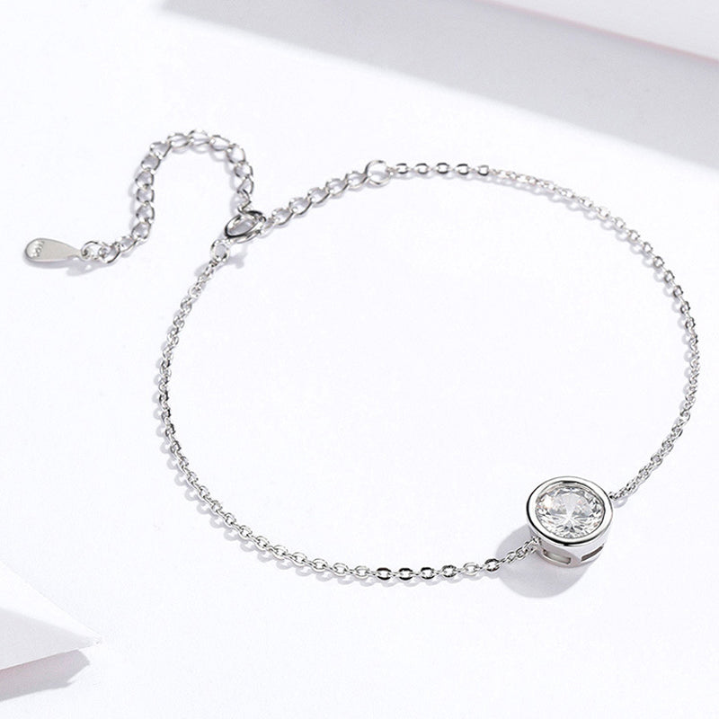 Lumière™ | Bracelet Chaîne Délicat à Cristal Solitaire Serti Clos