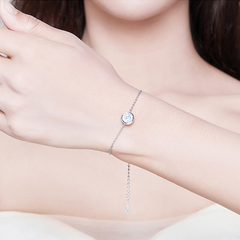 Lumière™ | Bracelet Chaîne Délicat à Cristal Solitaire Serti Clos