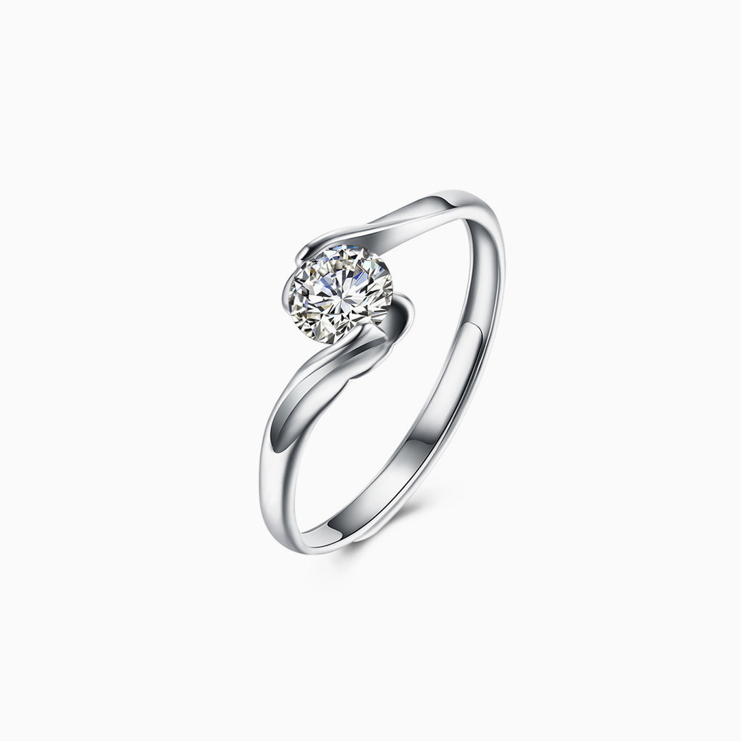 Aurore™ | Bague Solitaire à Cristal Serti en Torsade
