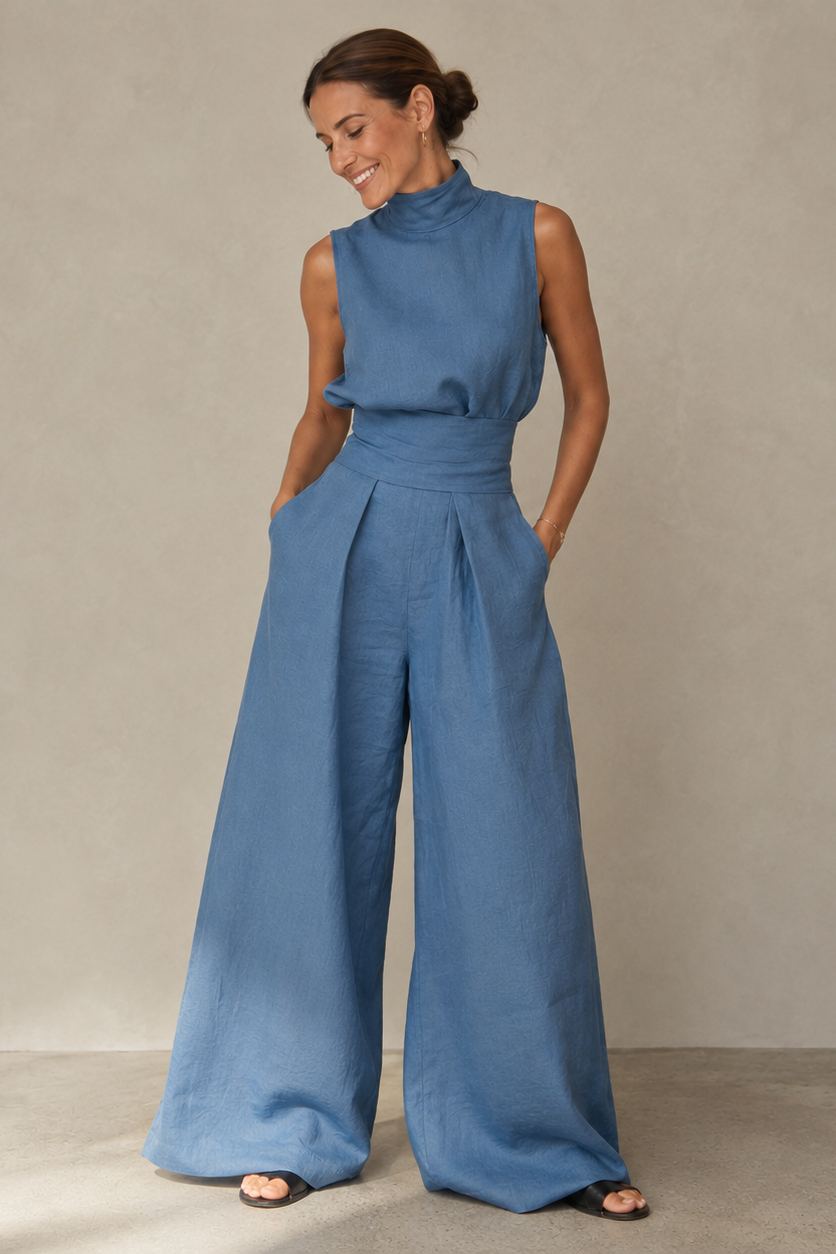 Sofia™ | Ensemble Deux Pièces Bambou Lin, Fluide et Élégant