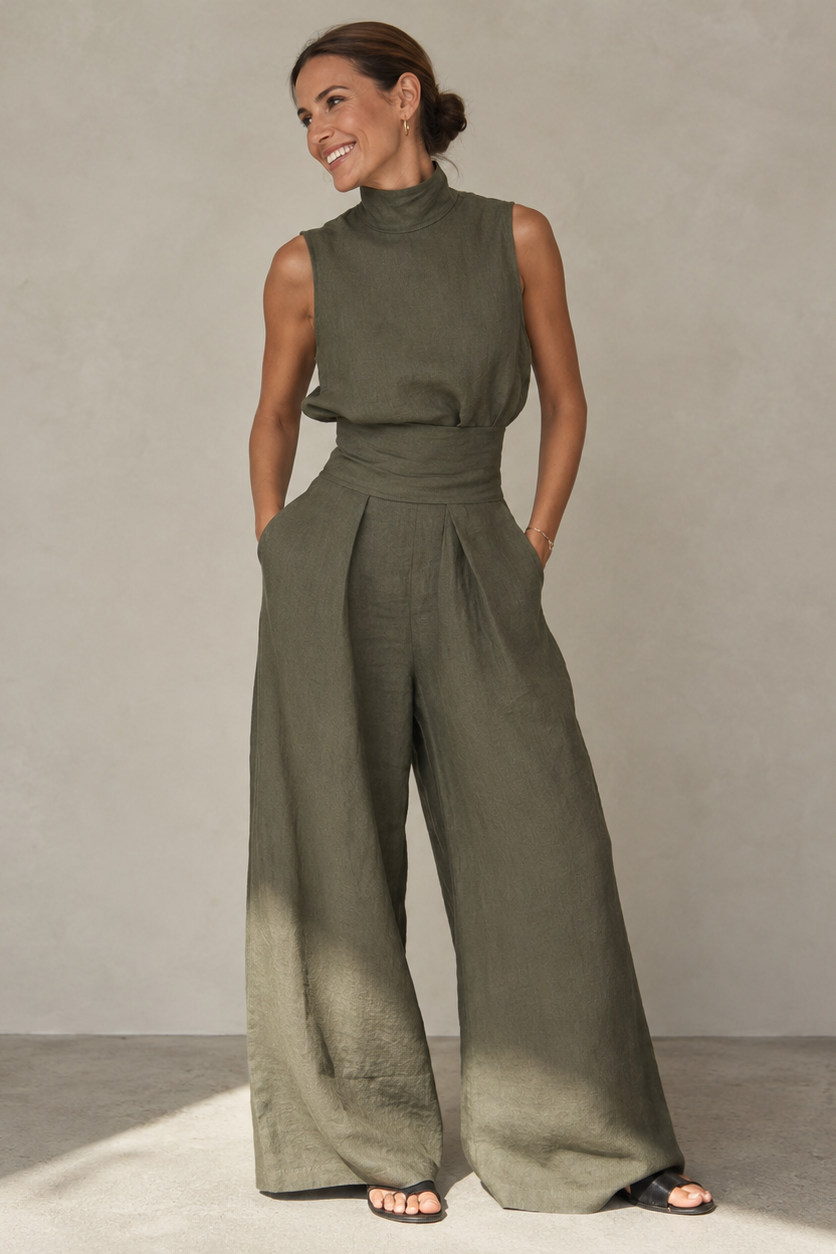 Sofia™ | Ensemble Deux Pièces Bambou Lin, Fluide et Élégant