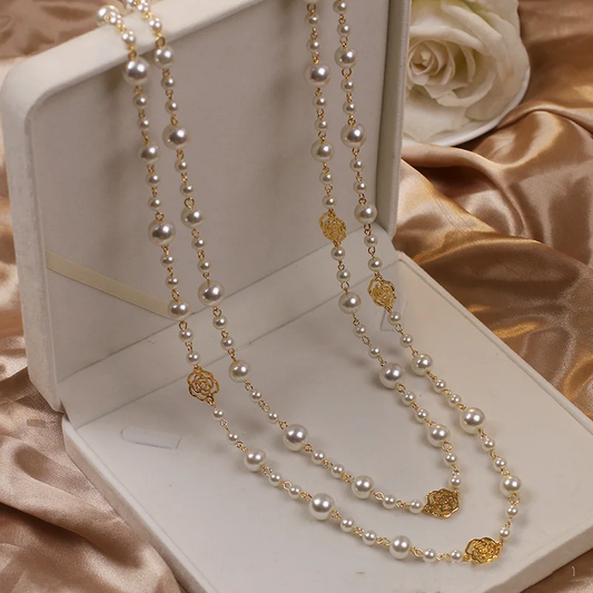 Constance™ | Collier Élégant en Perles Dorées