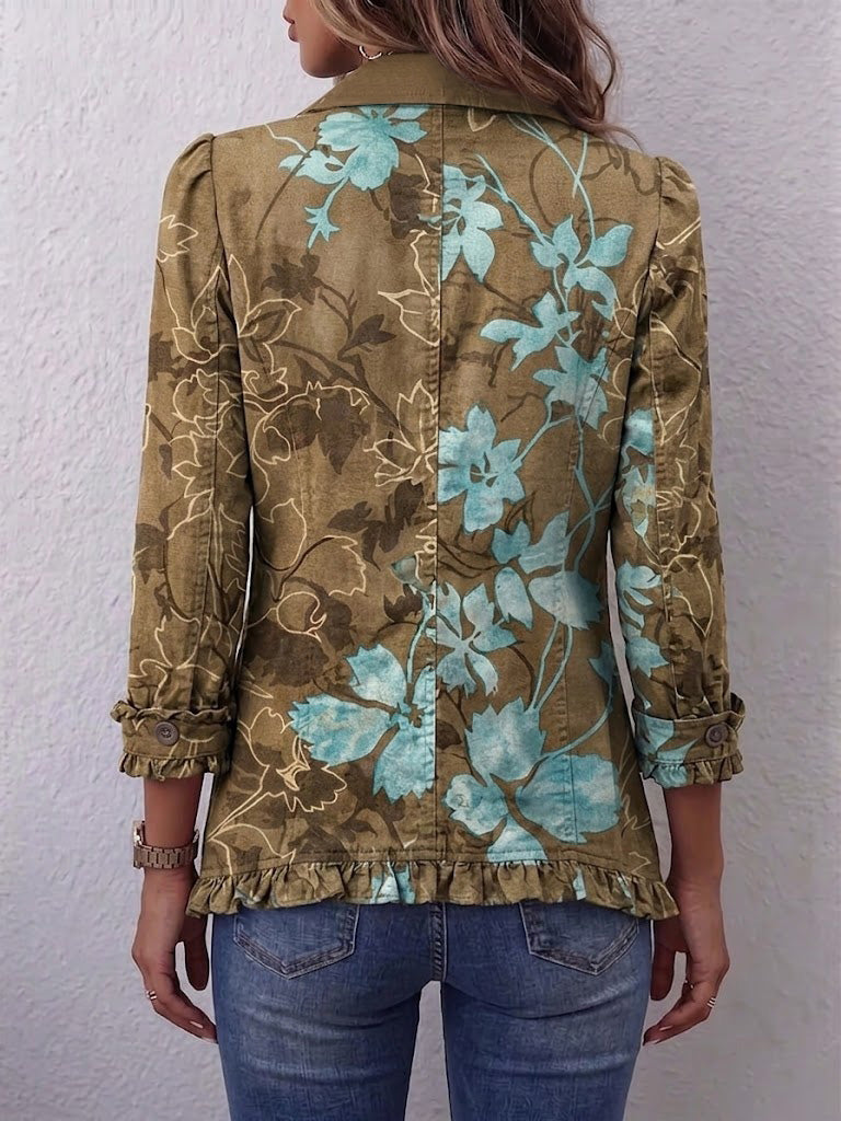 Yolande™ | Veste Florale Dégradée avec Volants