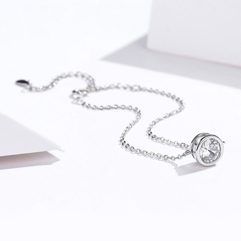 Lumière™ | Bracelet Chaîne Délicat à Cristal Solitaire Serti Clos