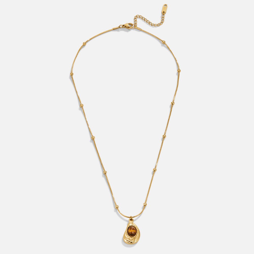 Victoire™ | Collier Élégant en Or avec Pierre Œil-de-Tigre