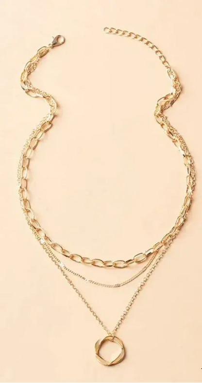 Béatrice™ | Collier Doré Superposé avec Pendentif