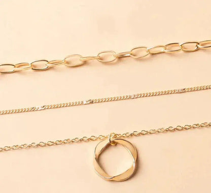 Béatrice™ | Collier Doré Superposé avec Pendentif