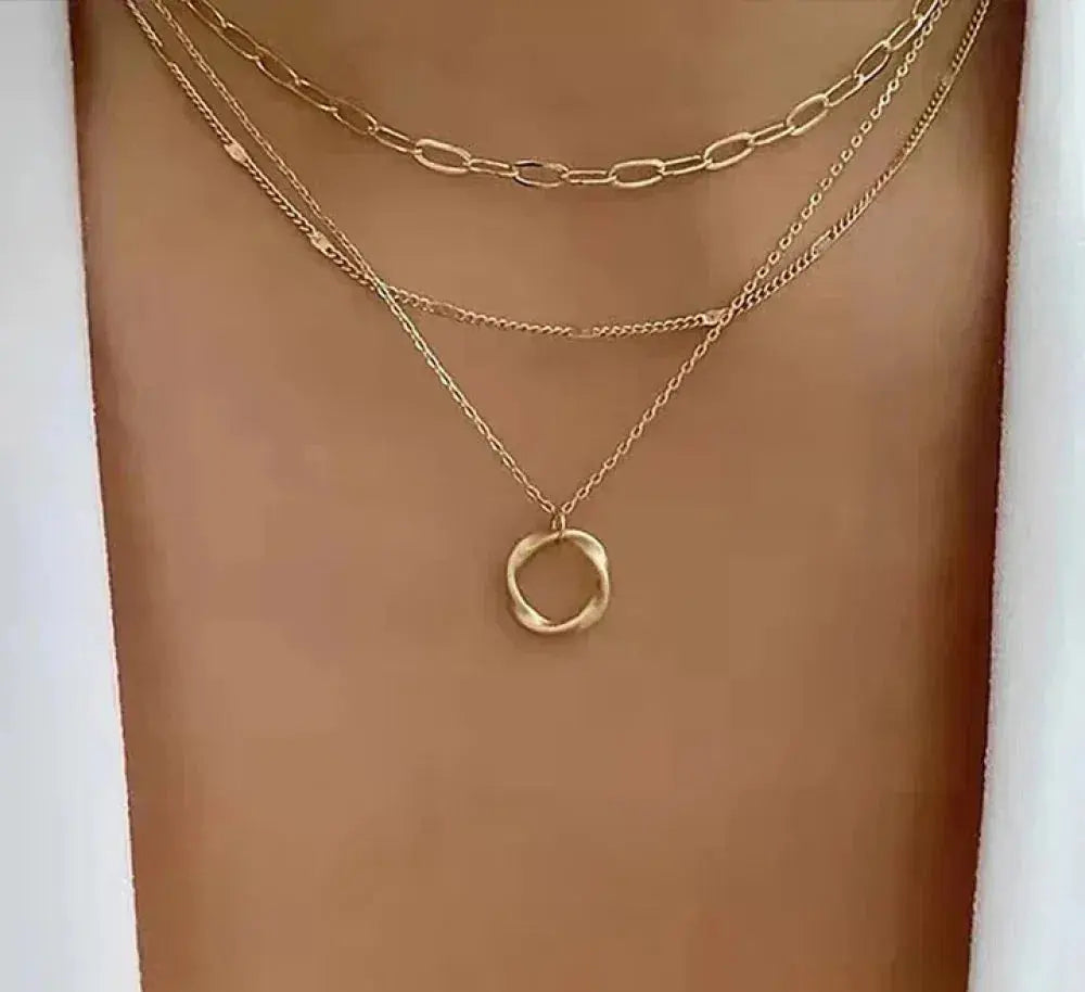 Béatrice™ | Collier Doré Superposé avec Pendentif