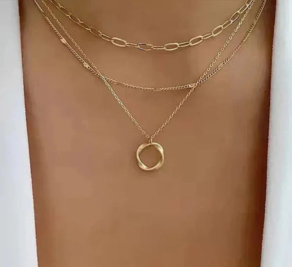 Béatrice™ | Collier Doré Superposé avec Pendentif
