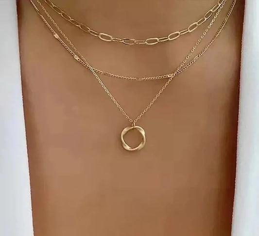 Béatrice™ | Collier Doré Superposé avec Pendentif